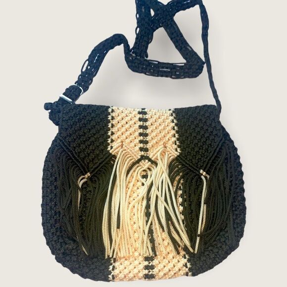 Handmade Macrame Crossbody Bag Summer Boho Style Purse NWOT‎ - Picture 1 of 4